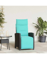 Chaise de jardin inclinable avec table d'appoint noir polyrotin | Mobilier & Déco