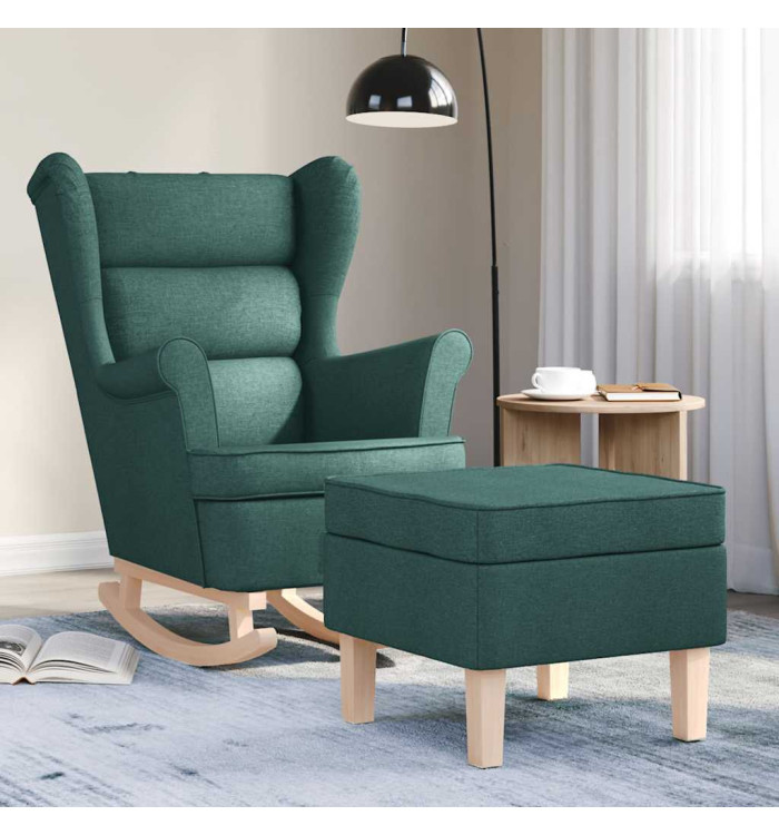 Chaise à bascule avec repose-pied Vert foncé Tissu | Mobilier & Déco