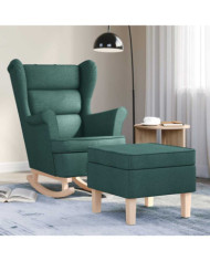 Chaise à bascule avec repose-pied Vert foncé Tissu | Mobilier & Déco
