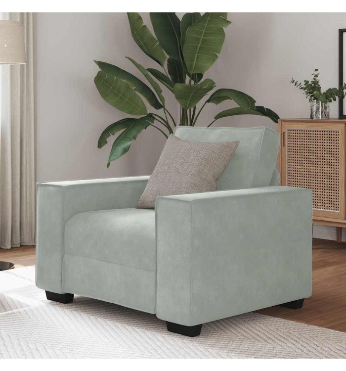Fauteuil Gris clair 60 cm Velours | Mobilier & Déco