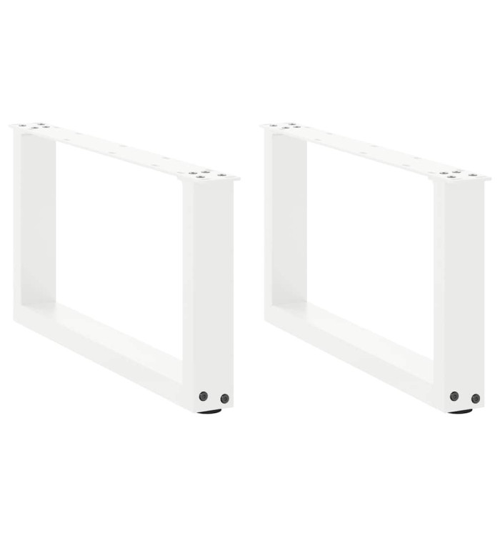 Pieds de table basse forme de U 2 pcs blanc 60x(30-31) cm acier | Mobilier & Déco