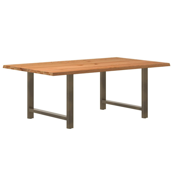 Table à manger marron clair bois de chêne massif rectangulaire | Mobilier & Déco
