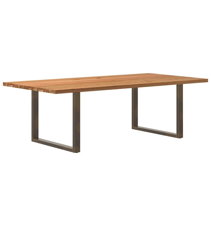 Table à manger marron clair bois de chêne massif rectangulaire | Mobilier & Déco