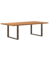 Table à manger marron clair bois de chêne massif rectangulaire | Mobilier & Déco