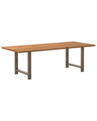 Table à manger marron clair bois de chêne massif rectangulaire | Mobilier & Déco