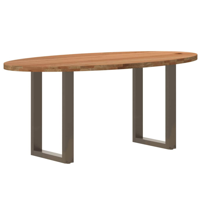 Table à manger marron clair bois de chêne massif ovale | Mobilier & Déco
