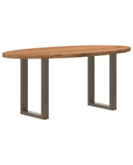 Table à manger marron clair bois de chêne massif ovale | Mobilier & Déco