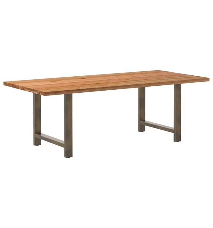 Table à manger marron clair bois de chêne massif rectangulaire | Mobilier & Déco