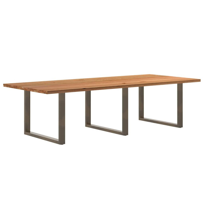 Table à manger marron clair bois de chêne massif rectangulaire | Mobilier & Déco