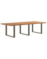 Table à manger marron clair bois de chêne massif rectangulaire | Mobilier & Déco