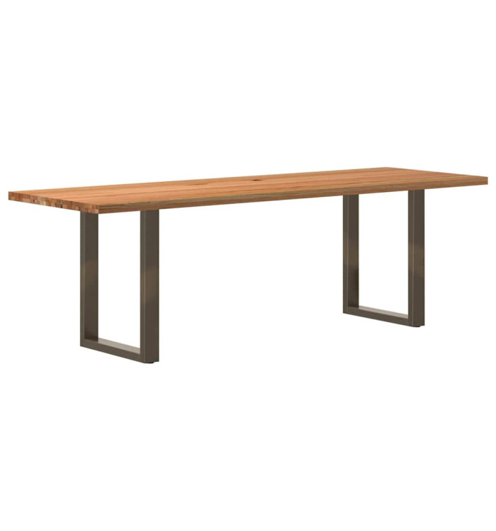 Table à manger marron clair bois de chêne massif rectangulaire | Mobilier & Déco