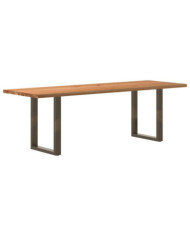 Table à manger marron clair bois de chêne massif rectangulaire | Mobilier & Déco