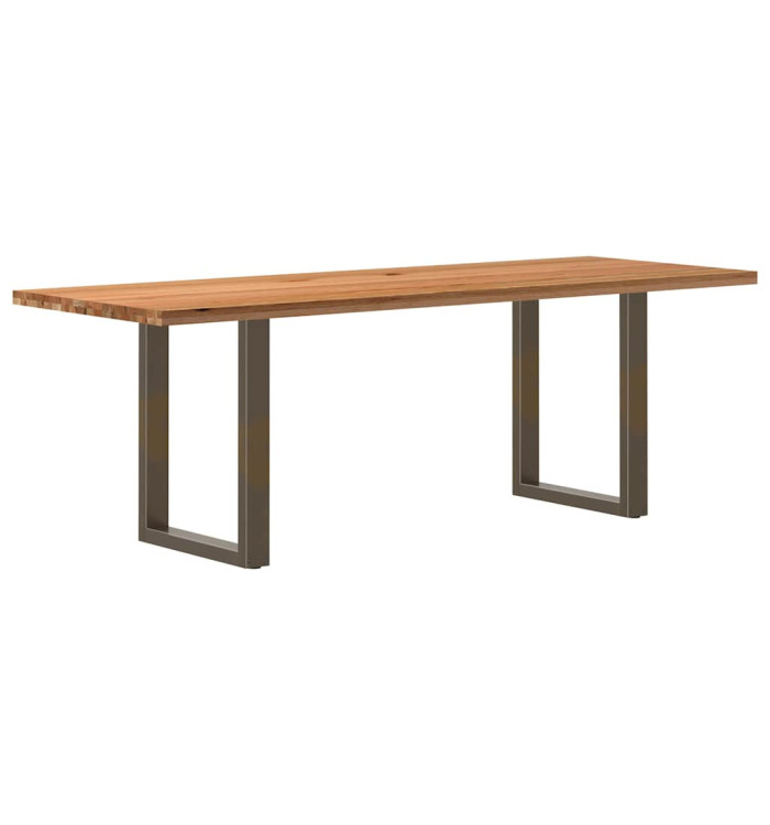 Table à manger marron clair bois de chêne massif rectangulaire | Mobilier & Déco