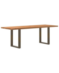 Table à manger marron clair bois de chêne massif rectangulaire | Mobilier & Déco