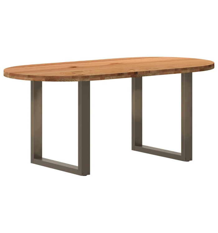 Table à manger marron clair bois de chêne massif ovale | Mobilier & Déco