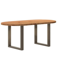 Table à manger marron clair bois de chêne massif ovale | Mobilier & Déco