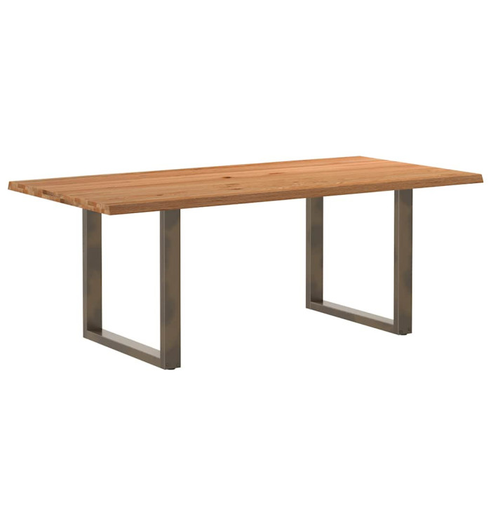 Table à manger bord naturel bois massif chêne rectangulaire | Mobilier & Déco