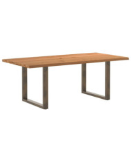 Table à manger bord naturel bois massif chêne rectangulaire | Mobilier & Déco