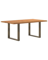Table à manger marron clair bois de chêne massif rectangulaire | Mobilier & Déco