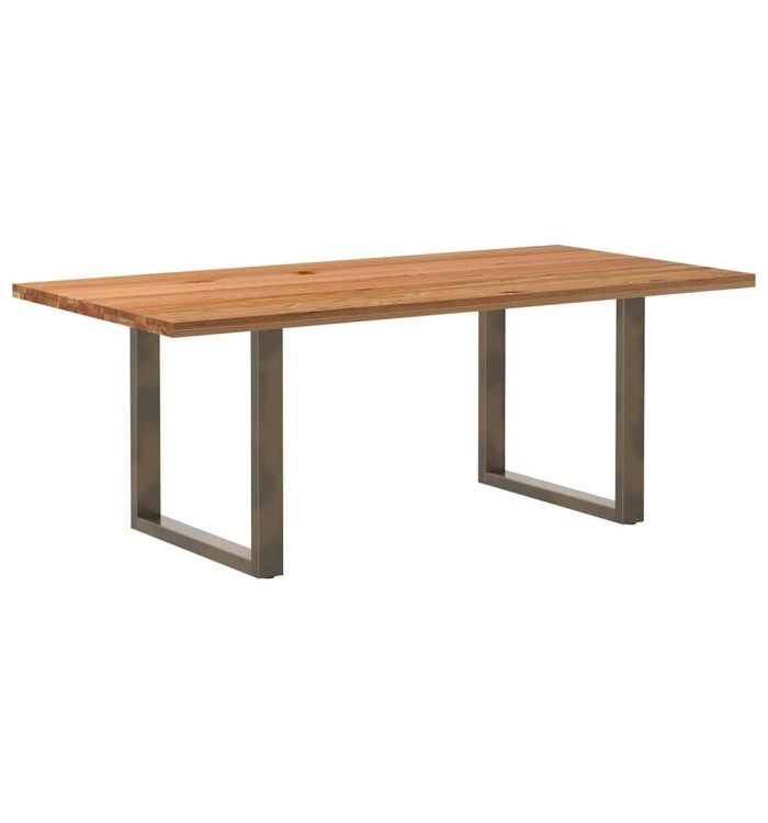 Table à manger marron clair bois de chêne massif rectangulaire | Mobilier & Déco