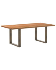 Table à manger marron clair bois de chêne massif rectangulaire | Mobilier & Déco