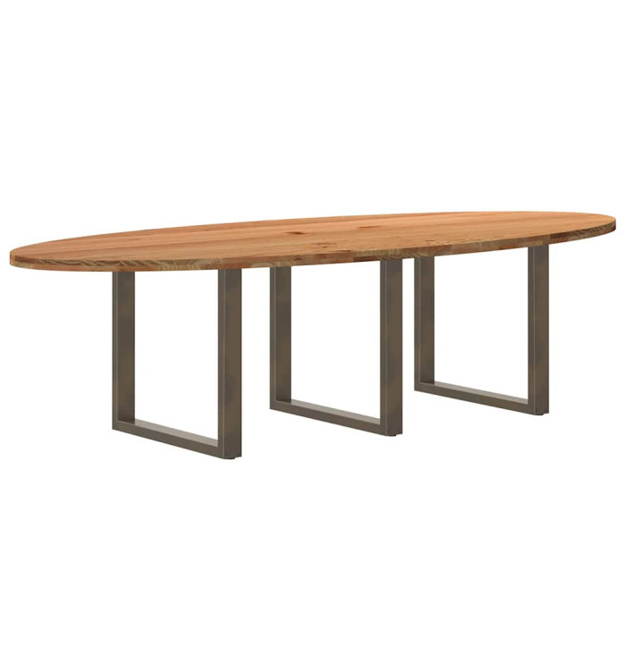 Table à manger marron clair bois de chêne massif ovale | Mobilier & Déco