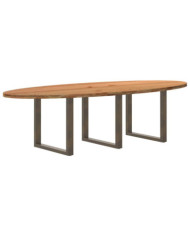 Table à manger marron clair bois de chêne massif ovale | Mobilier & Déco