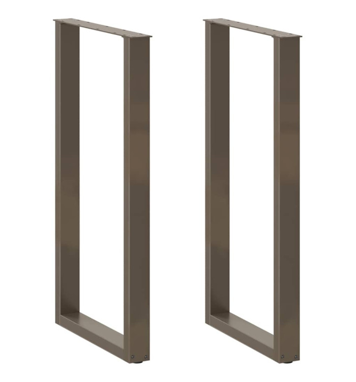 Pieds de table basse forme de U 2pcs acier naturel 60x(30-31)cm | Mobilier & Déco