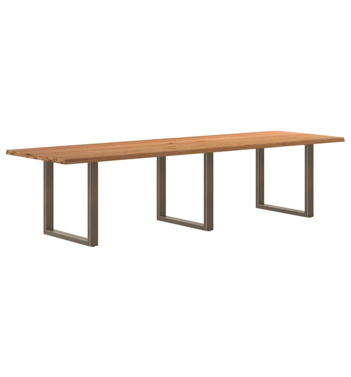 Table à manger marron clair bois de chêne massif rectangulaire | Mobilier & Déco