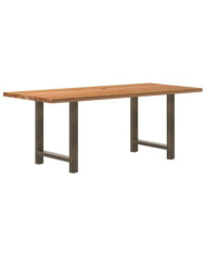 Table à manger marron clair bois de chêne massif rectangulaire | Mobilier & Déco