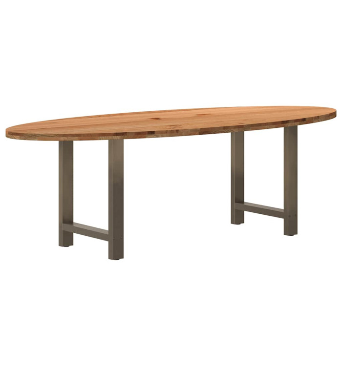Table à manger marron clair bois de chêne massif ovale | Mobilier & Déco