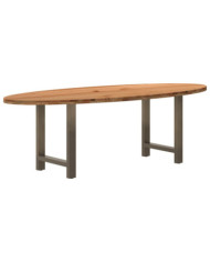 Table à manger marron clair bois de chêne massif ovale | Mobilier & Déco