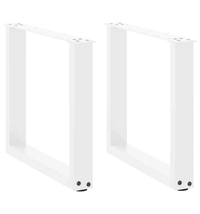 Pieds de table basse forme de U 2 pcs blanc 50x(42-43) cm acier | Mobilier & Déco