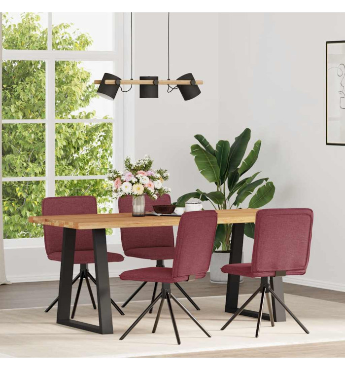 Chaises à manger lot de 4 rouge bordeaux tissu | Mobilier & Déco