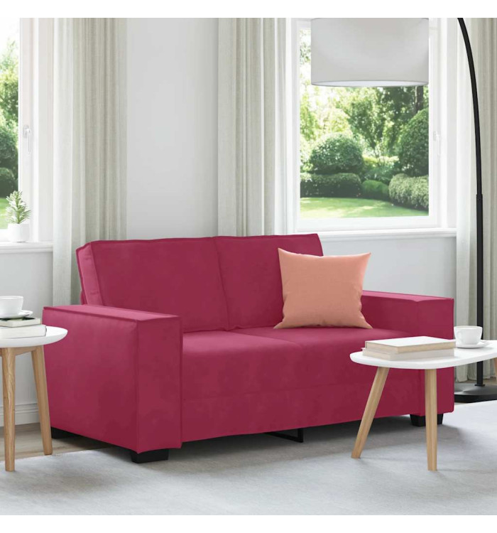 Canapé à 2 places Rouge bordeaux 120 cm Velours | Mobilier & Déco