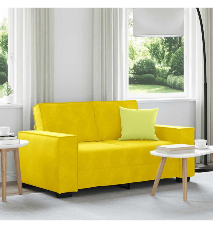 Canapé à 2 places Jaune 120 cm Velours | Mobilier & Déco