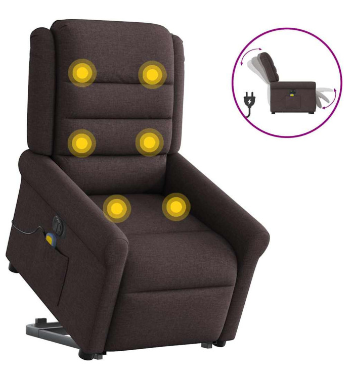 Fauteuil inclinable de massage électrique Marron foncé Tissu | Mobilier & Déco
