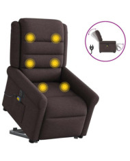 Fauteuil inclinable de massage électrique Marron foncé Tissu | Mobilier & Déco
