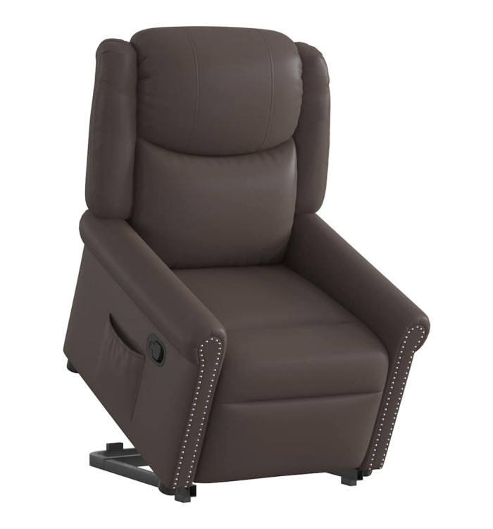 Fauteuil inclinable marron brillant similicuir | Mobilier & Déco