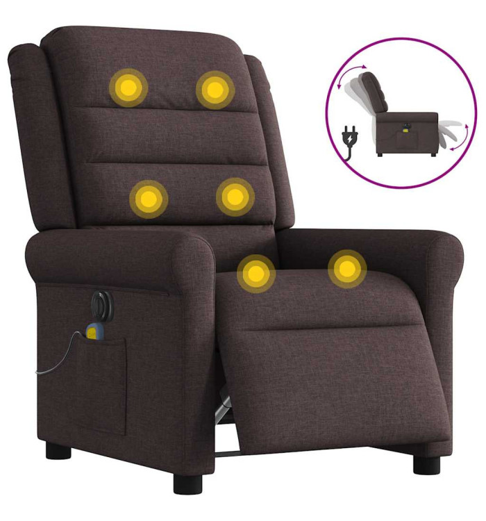 Fauteuil de massage inclinable électrique Marron foncé Tissu | Mobilier & Déco
