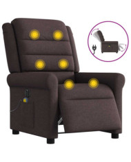 Fauteuil de massage inclinable électrique Marron foncé Tissu | Mobilier & Déco