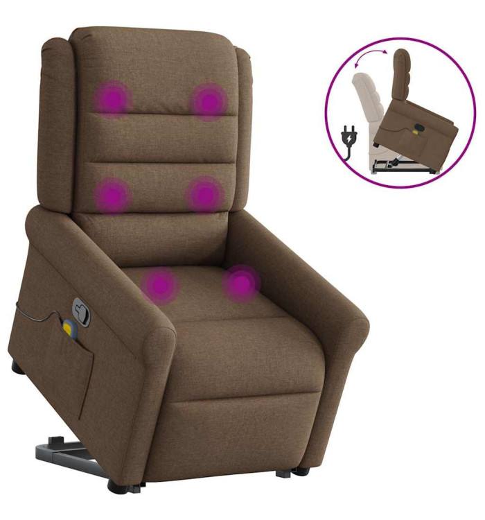 Fauteuil de massage inclinable Marron Tissu | Mobilier & Déco