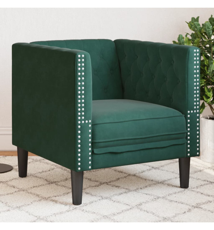Fauteuil Chesterfield vert foncé velours | Mobilier & Déco