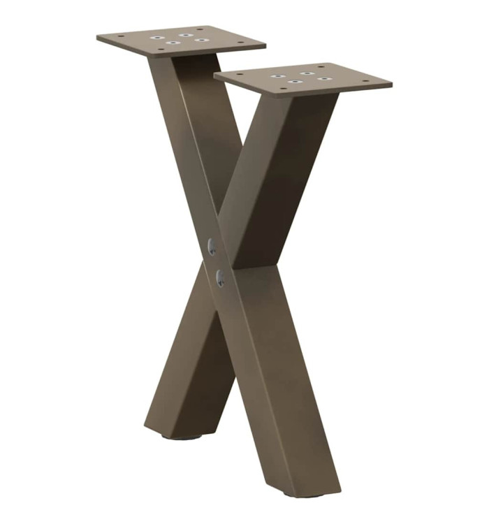 Pieds de table basse forme de X 2pcs acier naturel 37x(30-31)cm | Mobilier & Déco