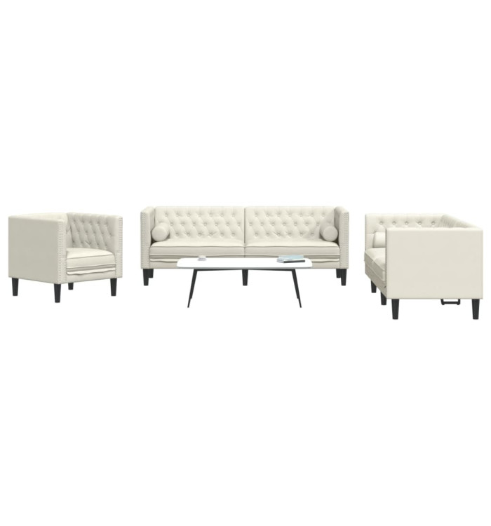 Ensemble de canapé Chesterfield et traversins 3pcs velours | Mobilier & Déco