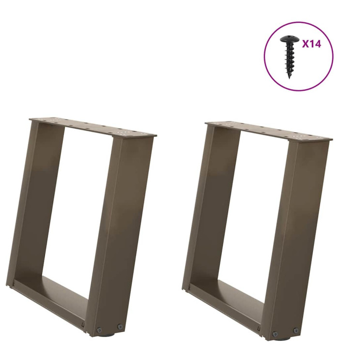 Pieds de table basse forme de U 2pcs acier naturel 50x(42-43)cm | Mobilier & Déco