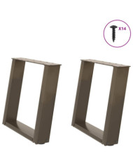 Pieds de table basse forme de U 2pcs acier naturel 50x(42-43)cm | Mobilier & Déco