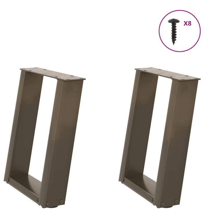 Pieds de table basse forme de U 2pcs acier naturel 28x(42-43)cm | Mobilier & Déco