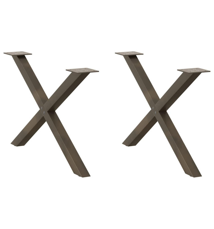 Pieds de table basse forme de X 2pcs acier naturel 70x(42-43)cm | Mobilier & Déco