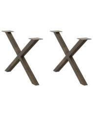 Pieds de table basse forme de X 2pcs acier naturel 70x(42-43)cm | Mobilier & Déco